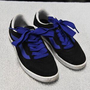 Size 5.5M / 7W - VANS Cruze Too ComfyCush Black with Blue logo and Blue fatlaces